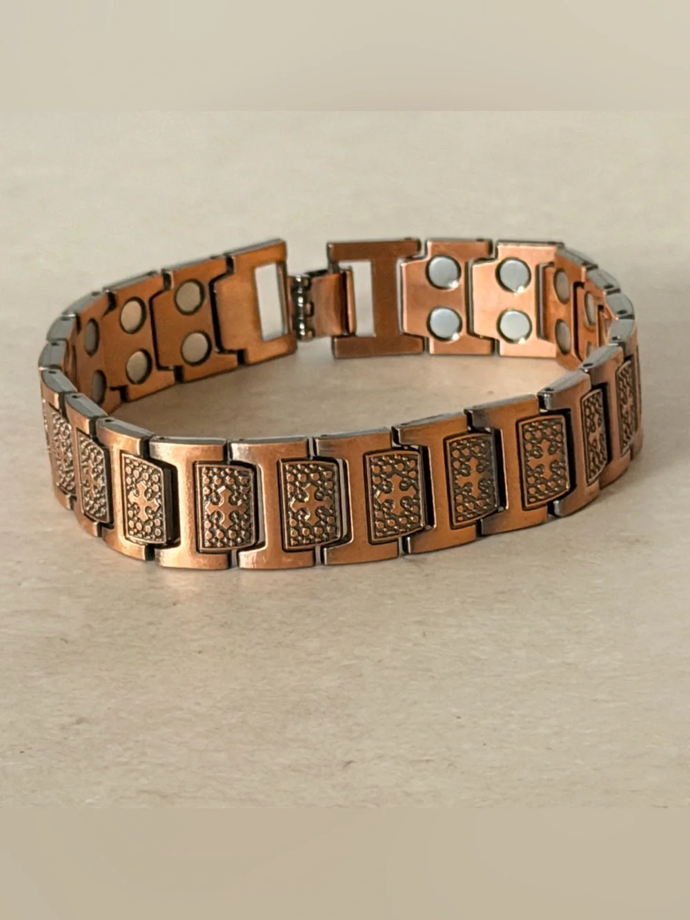 Mens Copper Magnetic cross design Link Bracelet Can Remove Links